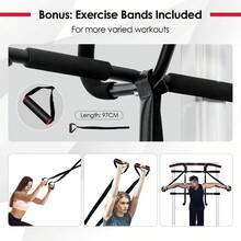 COSTWAY Doorway Pull Up Bar Strength Training With Power Ropes And Foam Padded Handles, Black - Black - View 7