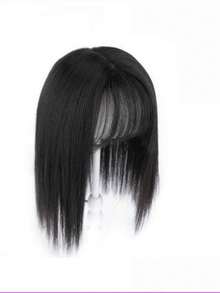 10英寸合成发片，带空气刘海，女士接发片 - Dark Brown - 查看 15