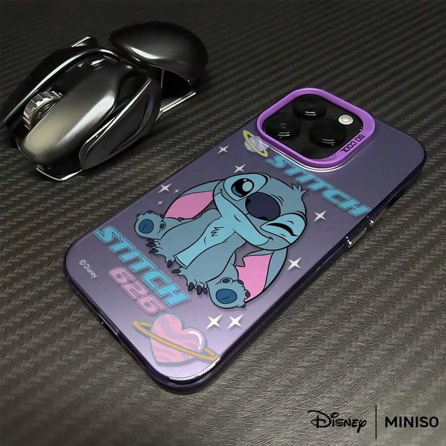 Miniso 1个迪士尼史迪奇太空星星行星图案手机壳，适用于iPhone 17/17 Pro/17 Pro Max/17 Air/16/15/14/13/12/11/X/7/8 Plus系列，iPhone 17 Pro Max手机壳，iPhone 17 Pro手机壳，iPhone 17手机壳，圣诞礼物，送给女朋友 - 紫色 - 查看 1