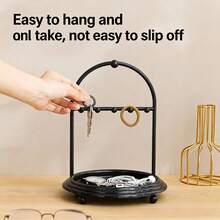 1pc Nordic Style Iron Jewelry Display Stand With Tray - Multicolor - View 2