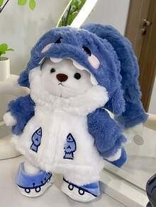 Muñeco de peluche de oso de peluche con disfraz de tiburón lindo de 11.02 pulgadas, un muñeco de peluche de oso de peluche con disfraz de tiburón azul suave y esponjoso, es un lindo regalo de cumpleaños y decoración de habitación, este es un regalo de cumpleaños muy adecuado para adolescentes, mujeres y entusiastas de los muñecos. - Multicolor - Ver 5