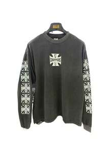Y2K Distressed Choppers Cross Long Sleeve Tee - 3604洗黑 - 查看 1