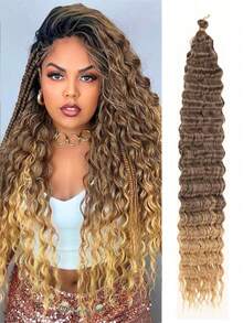 Pelucas trenzadas de ganchillo con ondas profundas de 18/22/26/30 pulgadas, extensiones de cabello de ganchillo con rizo profundo sintético - Multicolor - Ver 76
