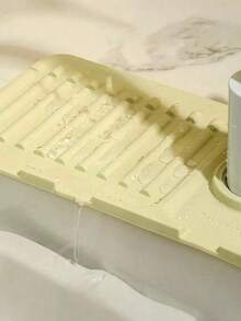 1pc Splash-Proof Faucet Splash Guard, Made Of Anti-Splash Silicone, Suitable For Kitchen Sink, Can Block Water Flow, Trimmable And Foldable, Fits Narrow Sinks, Absorbent Mat - Multicolor - View 5