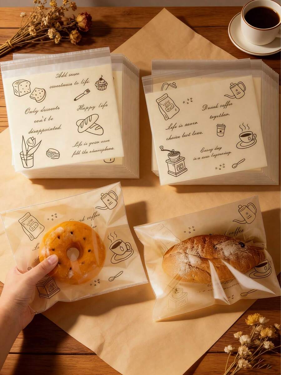 Túi nhựa trong suốt tự dán, túi đóng gói bằng nhựa có keo dính, thích hợp để nướng bánh quy, kẹo, bánh ngọt, bánh mì, đồ thủ công, quà tặng tiệc tùng. - Nhiều màu - Xem 1