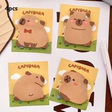 4pcs/Set Cute Cartoon Capybara Self-Adhesive Memo Pad, Office Supplies > Daily Office Supplies > Office Paper > Notebooks & Sticky Notes - Multicolor - View 12