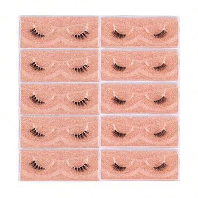 MAANGE 10/2 Pairs Semi-Transparent Handle False Eyelashes With Storage Box, Multiple Styles, Single Box, Cat Eye Style, Extended Double Eyelid Style, Tail Extension Style, Long-Lasting Waterproof Sweat-Proof, Natural & Lightweight, Suitable For Cosplay, Beginners, Party & Holiday Makeup, Cat Eye Natural Style, Travel Essential, Curling & Enlarging Eyes, Makeup Tools For Beginners