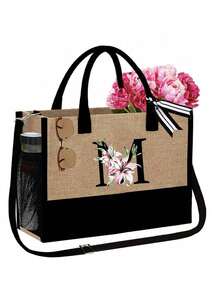 1 Conjunto Bolsa de Praia Feminina, Bolsa de Lona e Chapéu Acessórios de Praia, Letra A-Z, Adequado para Casamento, Aniversário, Férias, Ótimo Presente para Senhoras, Mães, Professoras, Amigas, Madrinhas, Estudantes, Bolsa Grande para Viagem, Fim de Semana, Presente de Aniversário Personalizado para Ela, Acompanha Lenço - Multicolorido - Visão 41