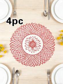 1/4/6pcs Creative Lotus PVC Gold Foil Placemats, Hotel Restaurant Decorative Heat-Resistant Non-Slip Table Mats, Western Style Table Mats For Weddings, Parties, Valentine's Day, Holiday Celebrations, Picnics, Camping, Birthday Banquets, Dining Table Decoration - Multicolor - View 9