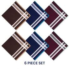 Zenssia Soft Men's Cotton Handkerchiefs with Assorted Color 6 Piece Gift Set - Patrón 1 - Ver 4