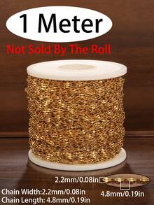 100厘米 18K镀金不锈钢唇链 散装扁平椭圆形缆绳链，适用于DIY珠宝制作，可搭配手工腰链、手链、项链等配件 - 嘴唇鏈 - 查看 12