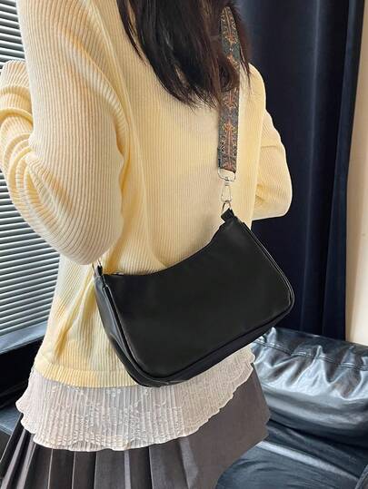 High-Quality Solid Color Crescent Shoulder/Crossbody/Underarm Bag, Strap, Versatile & Durable For Everyday Use, Suitable For Shopping, Work, Vacation, Commuting, Holiday Gift