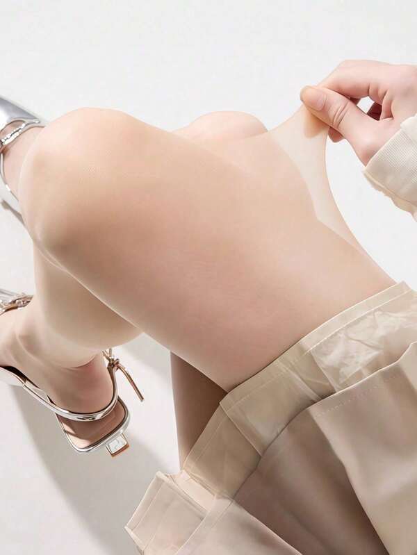 1 par de medias transparentes de color albaricoque para mujeres, nuevo estilo de verano, sexy, adecuado para primavera y otoño, ultra delgado y amigable con la piel, esencial para un aspecto de pierna desnuda