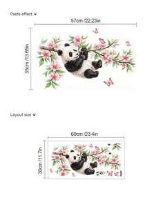 1片/2片/4片装，多种尺寸可选，PVC自粘可移除墙贴，春夏动植物墙贴，桃花树枝熊猫图案，儿童森林画，荡秋千的狮子，森林里的动物天堂，树屋，动物之家，适用于卧室、客厅、书房、餐厅、浴室、家居墙面装饰、房间装饰 - 彩色 - 查看 6