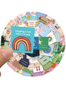 52pcs Inspirational Card Sticker Colorful Creative Decal For Diary Phone Case Scrapbook Guitar Skateboard DIY Decoration Sticker Holiday Party Gift (Not Easy To Fall Off) Stickers Funny Stickers Kindle Scrapbook Supplies Laptop Sticker Scrapbooking - 1 Set - View 2