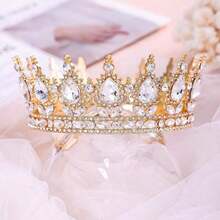 Rhinestones Birthday Party Kit Gold Tiara Crown Birthday Sash Women Happy Birthday Hair Accessories Prom Gifts Decorations - 冠紅 - 查看 6