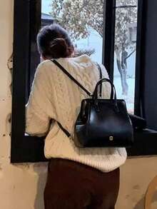 Tas Ransel Hitam Desain Korea, Tas Ember Modis untuk Wanita, Cocok untuk Aktivitas Sehari-hari dan Perjalanan, Tas Perjalanan Serbaguna - Hitam - View 3