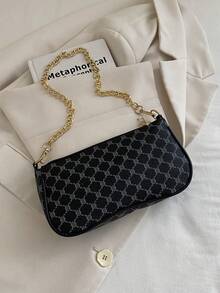 Túi đeo vai nhỏ vuông, in họa tiết, phong cách retro tối giản, dung tích lớn, kiểu dáng thường ngày, dành cho nữ, mùa hè 2026. - màu đen - Xem 8