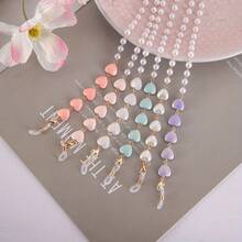 1 Piece Heart-Shaped Faux Pearl Pendant Glasses Chain, Anti-Slip And Anti-Loss Sunglasses And Reading Glasses Lanyard, Mask And Glasses Strap, Glasses Holder [Huang Yunying] - 白色 - 查看 1