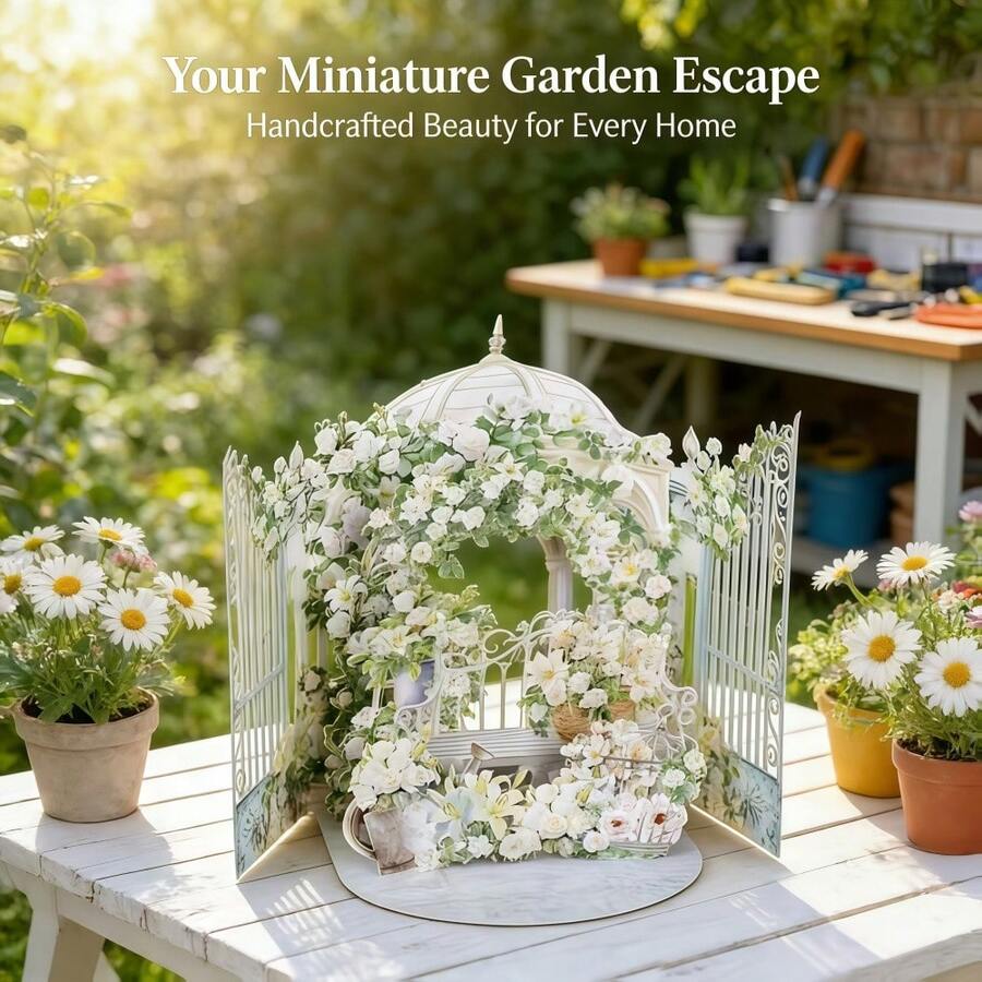 3D 立體彈出花籃與雛菊花園賀卡附信封 | 適用於生日、週年紀念、母親節、情人節、感謝、復活節，情人節裝飾，適合送給家人與朋友的禮物