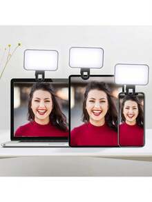 Multifunctional DUONENG Luz de Preenchimento Portátil para Selfie, Luz de Preenchimento de Bolso com Clipe, Adequada para Câmera de Telefone, Luz de Preenchimento LED com Clipe com 3 Modos de Iluminação, Recarregável, Portátil, Adequada para Laptop/Telefone/Tablet/Chamada Zoom/Maquiagem, Ideal para Selfie e Transmissão Ao Vivo, Luz de Preenchimento Portátil - Versão com bateria - Visão 7