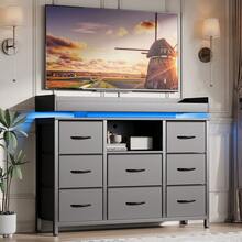 Caluself Chest Of Drawers With 8 Drawers, Side Table For The Living Room, Chest Of Drawers That Can Be Used As A Dressing Table Or Storage Furniture, Chest Of Drawers With 8 Fabric-Covered Drawers - màu đen - Xem 6