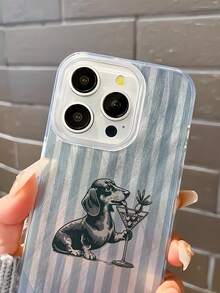 1个时尚蓝色小狗图案防水、防指纹、防刮透明IMD软面光滑手机壳，兼容 16/16Pro/16Plus/15/15ProMax/15Pro/11/12/13/14ProMax/11ProMax/12Pro/12ProMax/13Pro/13ProMax/14Pro/14ProMax，创意优雅 - 彩色 - 查看 4
