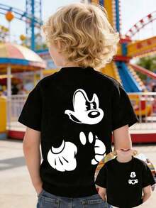 A Summer T-Shirt Featuring An "Angry Mickey" Design From Disney-Perfect For Boys And Girls To Wear To Holiday Parties, Family Meals, Outdoor Activities, And While Traveling, Making It An Ideal Gift For Children Visiting Disneyland. - Black - View 1