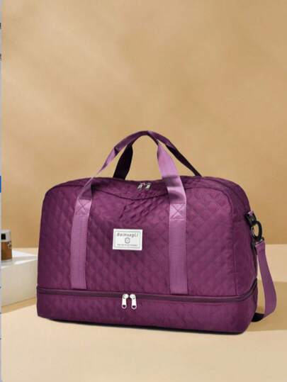 Solid Color Minimalist Unisex Travel Duffle Bag With Zipper Closure, Multipurpose Independent Shoe Compartment, High Capacity Lightweight Shoulder Bag For Outdoor Travel Outfit Airport Travel Stuff Clothes Luggage Bag Christmas Gift Ideas Women Girls Xmas Gifts For Mum Birthday Gift Mom Friend Gym Bag Sport Bag Training Pack For Vacation Holiday For Suitcase Overnight Bag Weekend Bag Duffel Bag For Luggage Carry On Bag College Bag Luggage Bags Weekender Bag Hospital Bag Winter