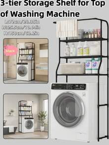 3-Tier Freestanding Washing Machine Storage Rack With Towel Bar, Multi-Functional Bathroom Organizer Shelf, Over-The-Toilet Storage Rack, Suitable For Bathroom Toiletries - View 2