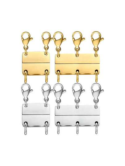 Layered Magnetic Necklace Clasp, 18K Gold And Silver Separators For Stackable Necklaces, Used For Necklace Separators And Extensions