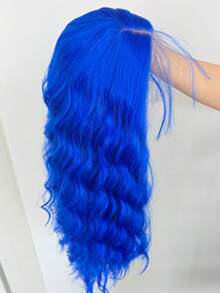 皇家蓝假发 13x4 长款水波纹蕾丝前假发 女士自然发际线 耐热合成纤维 日常佩戴 Cosplay - 彩色 - 查看 4