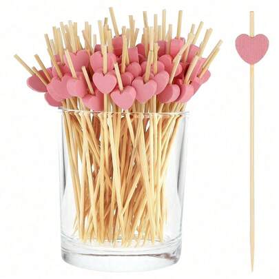 1 que xiên cocktail hình trái tim, que xiên tre, que xiên trái cây, que trang trí bánh cupcake, que xiên bánh mì sandwich, que xiên cocktail dài, thích hợp cho Ngày Valentine, Sinh nhật, Đám cưới, Tiệc mừng em bé.