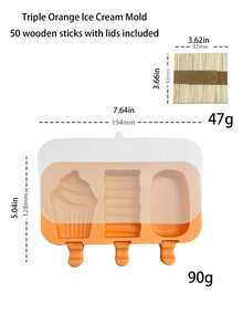 Khuôn làm kem que silicon 3 trong 1 họa tiết kẻ caro | Khuôn làm kem tự chế | Kèm 50 que gỗ | Họa tiết waffle 3D | Thích hợp cho dã ngoại/tiệc tùng | Chất liệu silicon - Nhiều màu - Xem 9