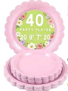 40 chiếc đĩa giấy dùng một lần kích thước 9 inch và 7 inch, đồ dùng cho tiệc cưới, sinh nhật, tiệc trà ngoài trời. - Xem 12