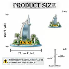 1个2D亚克力迪拜主题冰箱贴，以迪拜地标建筑如帆船酒店、棕榈树、海豚为特色，完美展现迪拜奢华的海滨氛围。共有3种款式可选，适合迪拜爱好者、城市旅行纪念品、厨房/橱柜装饰、节日及乔迁礼物。 - 彩色 - 查看 11