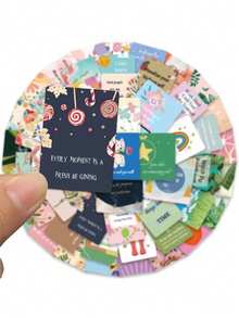 52pcs Inspirational Card Sticker Colorful Creative Decal For Diary Phone Case Scrapbook Guitar Skateboard DIY Decoration Sticker Holiday Party Gift (Not Easy To Fall Off) Stickers Funny Stickers Kindle Scrapbook Supplies Laptop Sticker Scrapbooking - 1 Set - View 3
