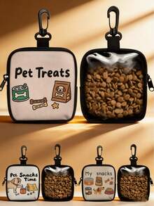 1pc Dog Print Dog Treat Bag, Pet Training Set With Hook And Zipper - Pet Poop Bag, Small Dog Pet Training Walking Bag - Multicolor - View 4