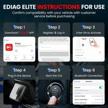 KINGBOLEN Ediag Elite OBD2 扫描仪，双向测试扫描仪，全系统诊断工具，适用于 iOS 和 Android 系统，支持 15 种以上的热重置功能，CANFD 协议，FCA 自动认证，终身更新，无需订阅。 - 灰色 - 查看 8