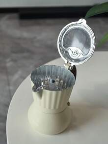 Ấm pha cà phê Moka thân trắng sữa, mái vòm vàng, nắp trong suốt, kiểu dáng Ý, nhỏ gọn và dễ thương, phù hợp với bếp ga hoặc bếp từ, rất thích hợp làm quà tặng. - Màu be - Xem 8