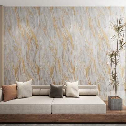 1 Roll Marble Texture Wallpaper, Vintage Marble Gold Design, Thick Wall Covering, Durable And Easy To Clean, Suitable For Home Wall Renovation, Random Pattern Matching
