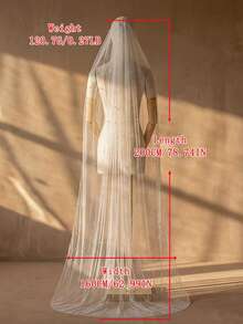 1件装多尺寸单层蕾丝边新娘头纱，饰以人造珍珠，适合新娘婚礼、单身派对、婚纱照，附赠发梳 - 乳白色 - 查看 10