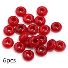 6 件/包天然大孔扁圆形算盘珠，14 毫米，多种款式可选，时尚休闲复古手工 DIY 珠子，适用于手链项链珠宝吊坠制作 - 彩色 - 查看 20