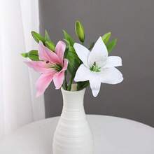 1 pezzo Ramo di giglio artificiale 3D realistico, fiori finti bianchi per decorazione di matrimoni, casa e giardino - Multicolore - Visualizzare 10