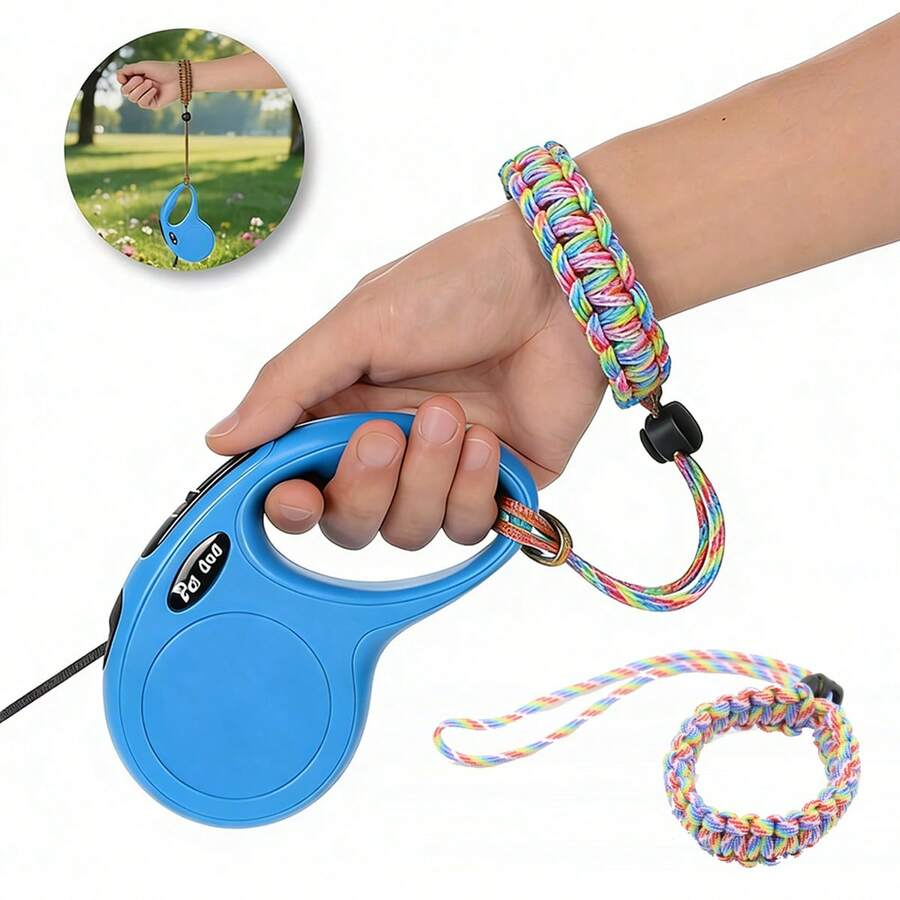 BVEOYPET 1 bộ dây dắt thú cưng chống trượt, có thể thu gọn, kèm dây đeo cổ tay, đai ngực/lưng điều chỉnh được, dây an toàn, dây đeo cổ tay chống trượt, phụ kiện dây dắt có thể thu gọn. - Nhiều màu - Xem 1