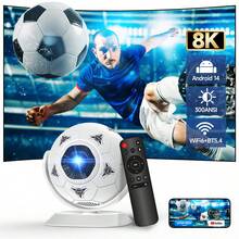 Magcubic HY300F投影仪，原生720P，支持8K，180°旋转，330ANSI流明，Android 14.0系统，支持WiFi 6和蓝牙5.4，具备自动梯形校正和手动对焦功能，家庭影院投影仪 - 白色 - 查看 5