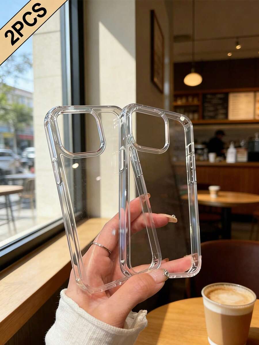 2 件装高品质透明光滑亮面极简全包防摔手机壳，兼容 17/17Pro/17ProMax/16/16Pro/16ProMax/15/15ProMax/15Pro/15Plus/11/12/13/14/16ProMax/Xs/Xr/11Pro/11ProMax/12Pro/12ProMax/13Pro/13ProMax/7Plus/14Pro/14ProMax/14Plus/16Pro/16Plus/7Plus/8Plus/8/SE2 - 無色 - 查看 1