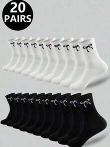 女士蝴蝶结印花休闲短袜 - 彩色 - 查看 6