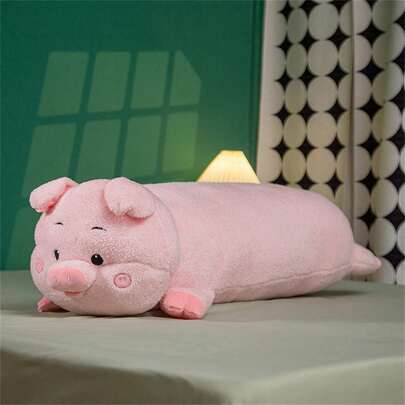 80厘米/31.49英寸粉色小猪长枕头毛绒玩具，柔软蓬松的填充动物，适合房间装饰、生日、儿童节日礼物、母亲节礼物、毕业季、婚礼等场合。