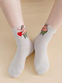 SpongeBob SquarePants 5双海绵宝宝袜子，趣味派大星、章鱼哥、珊迪袜子，Y2K风格袜子 - 彩色 - 查看 4